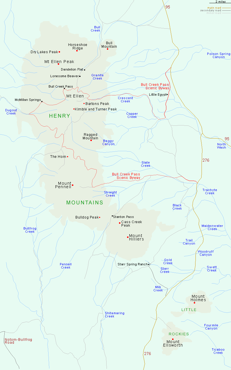 Map of the Henry Mountains