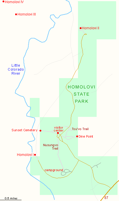 Map of Homolovi State Park