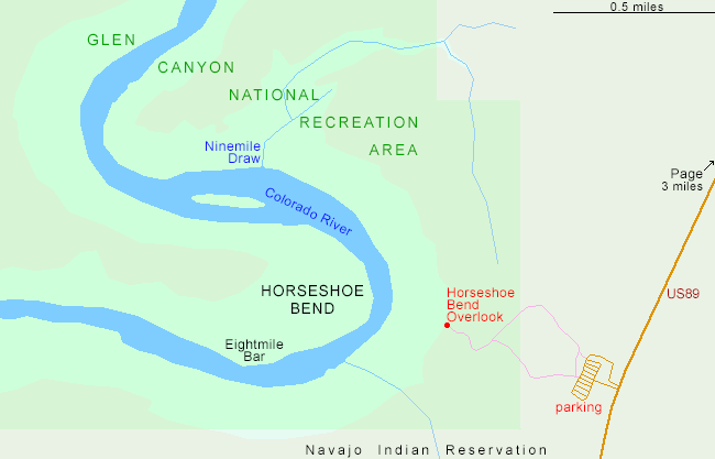 Map of Horseshoe Bend, AZ