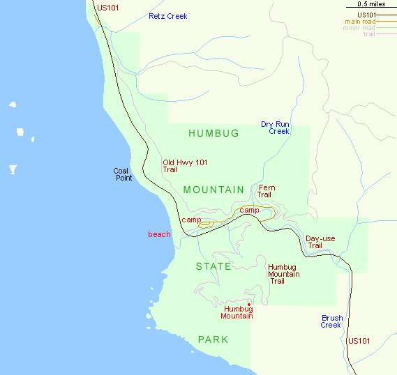 Map of Humbug Mountain State Park