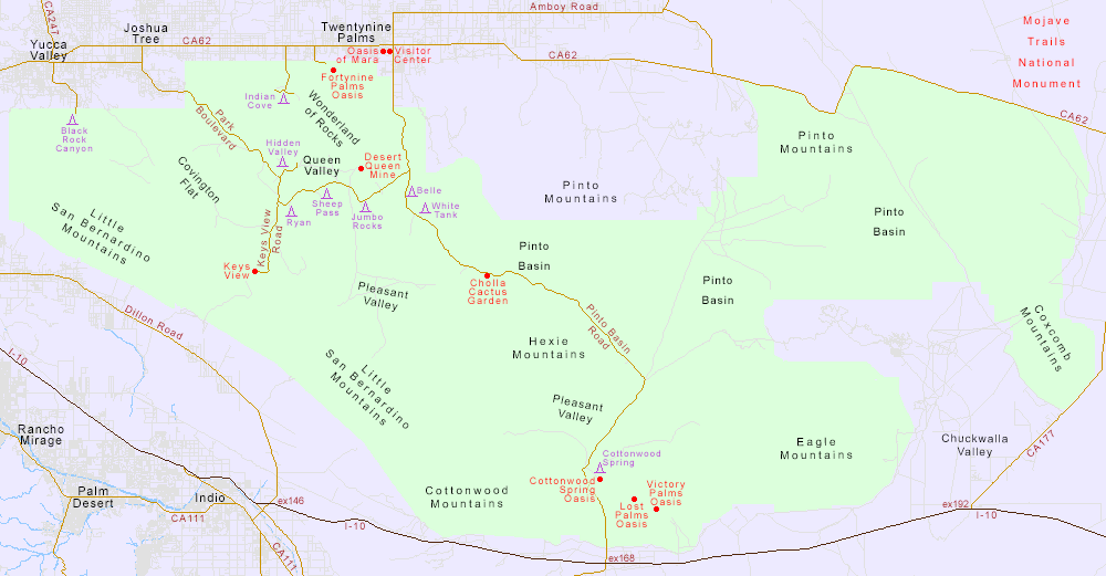 Map of Joshua Tree National Park