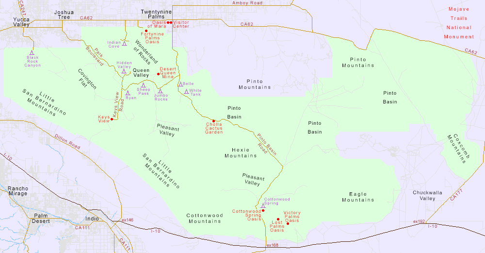 joshua tree california map Map Of Joshua Tree National Park California