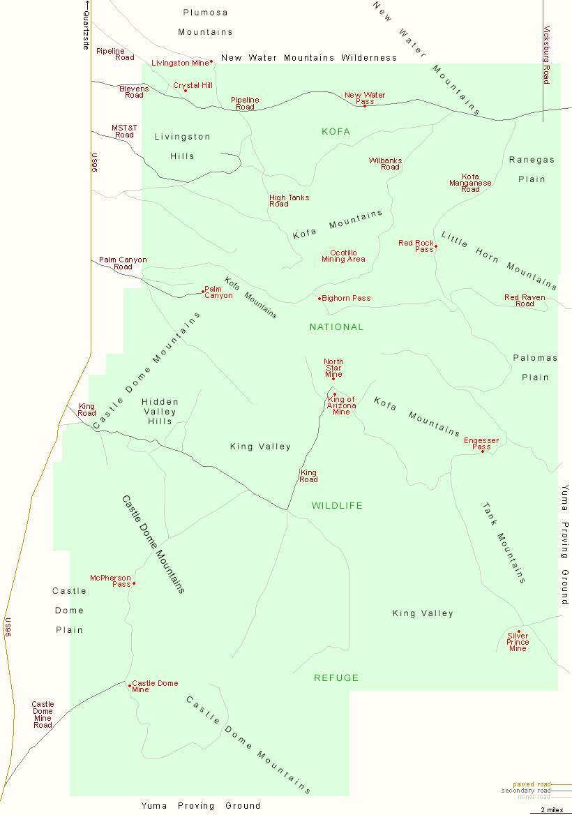 Map of Kofa National Wildlife Refuge
