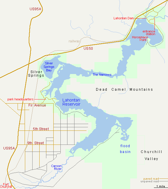 Map of Lahontan State Recreation Area