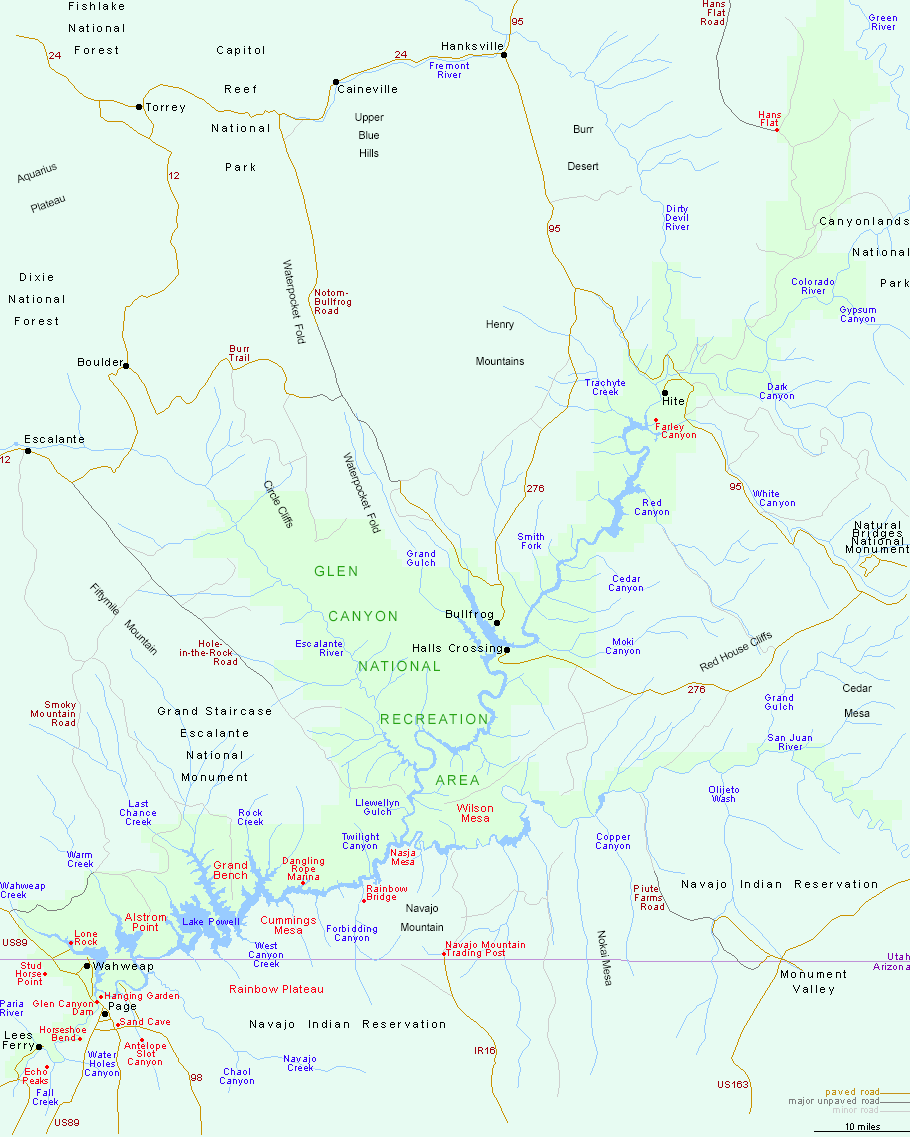 Map of Glen Canyon National Recreation Area