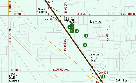 Map of Hotels in Layton