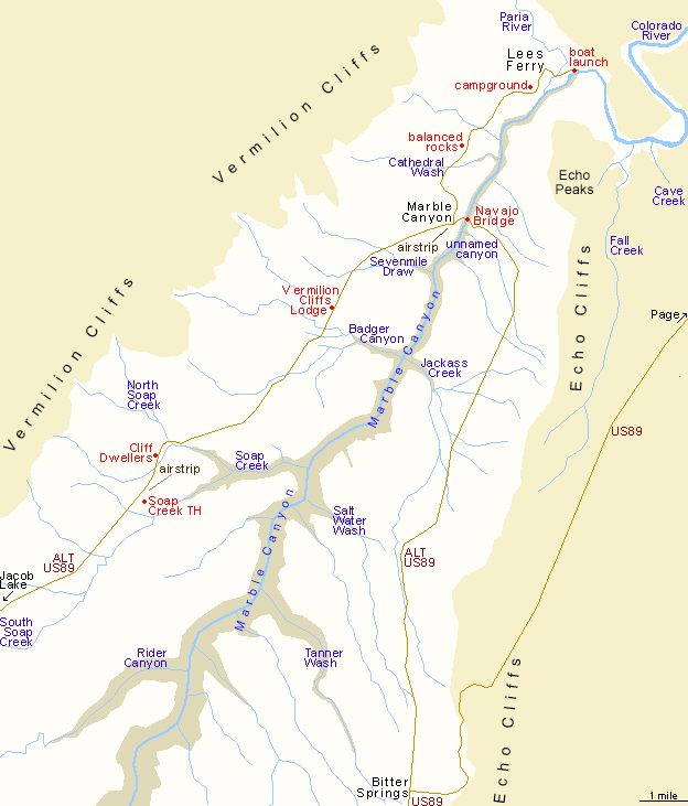 Map of Lees Ferry and vicinity, Arizona