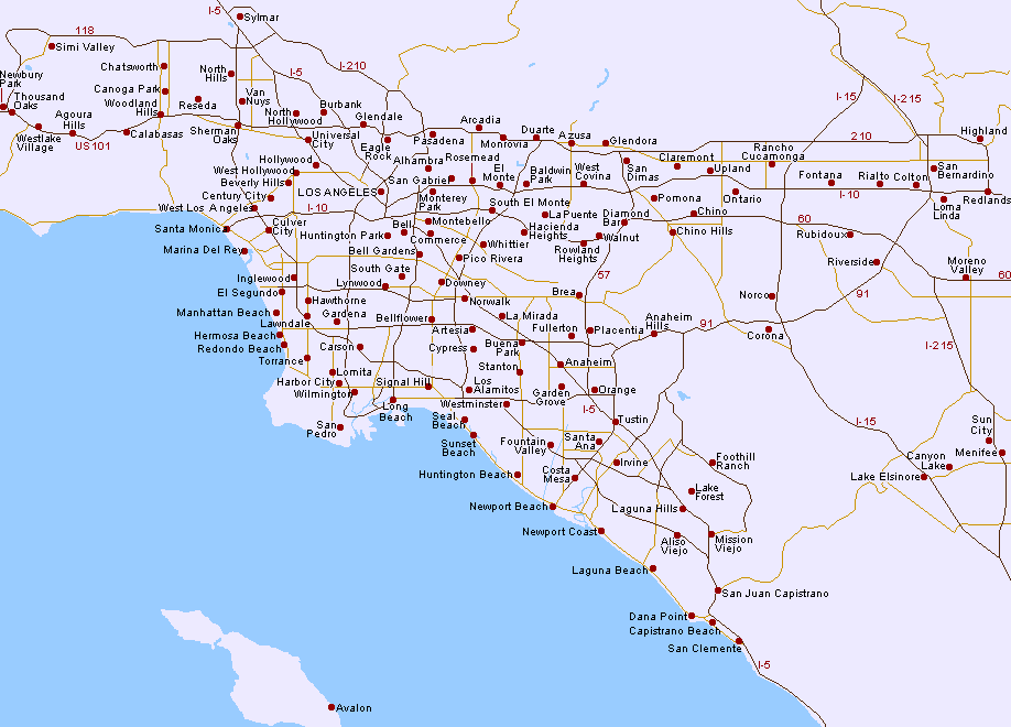 Map of Hotels around Los Angeles