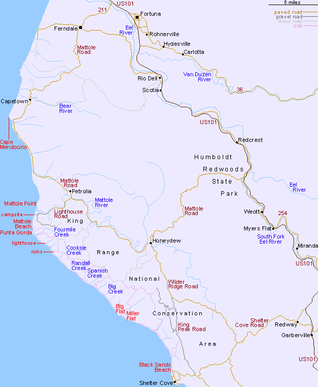 Map of the Lost Coast