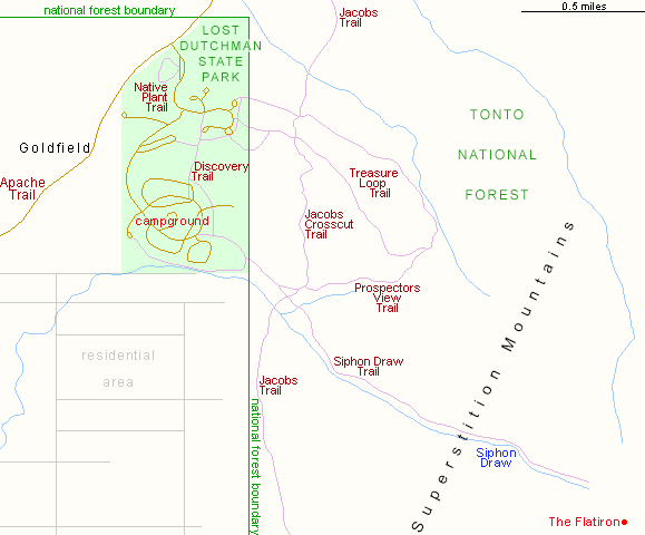 Map of Lost Dutchman State Park