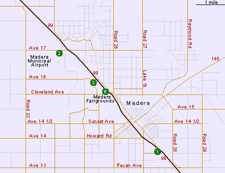Map of Hotels in Madera