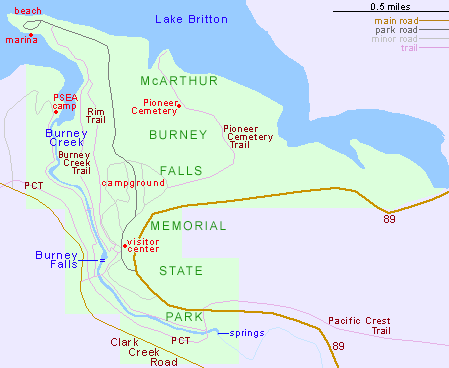 Map of McArthur-Burney Falls Memorial State Park