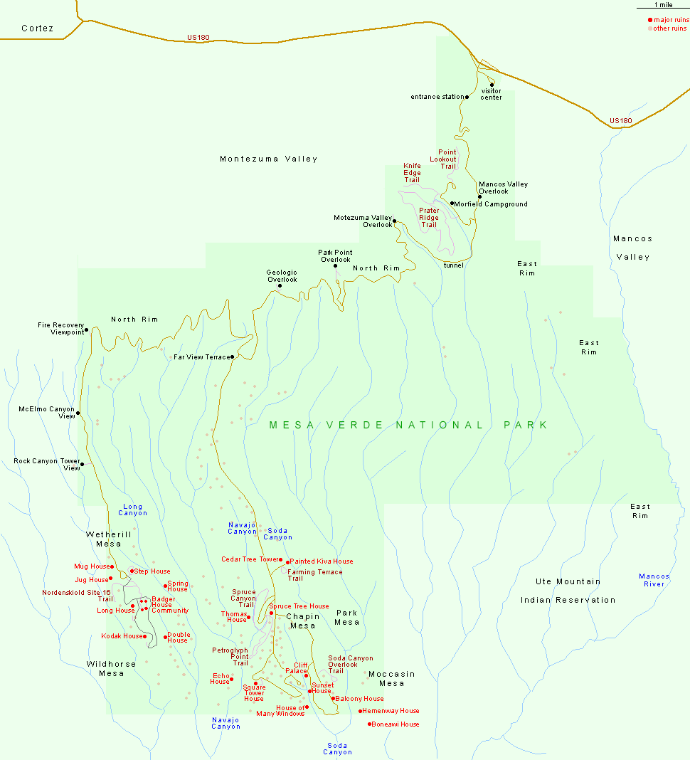 Map Of Mesa Verde National Park Colorado