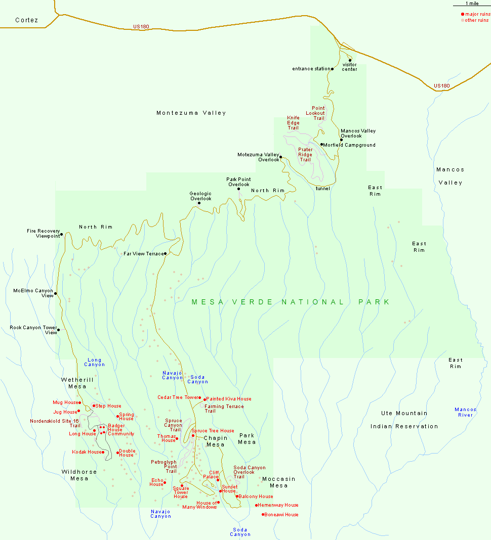 Map of Mesa Verde National Park