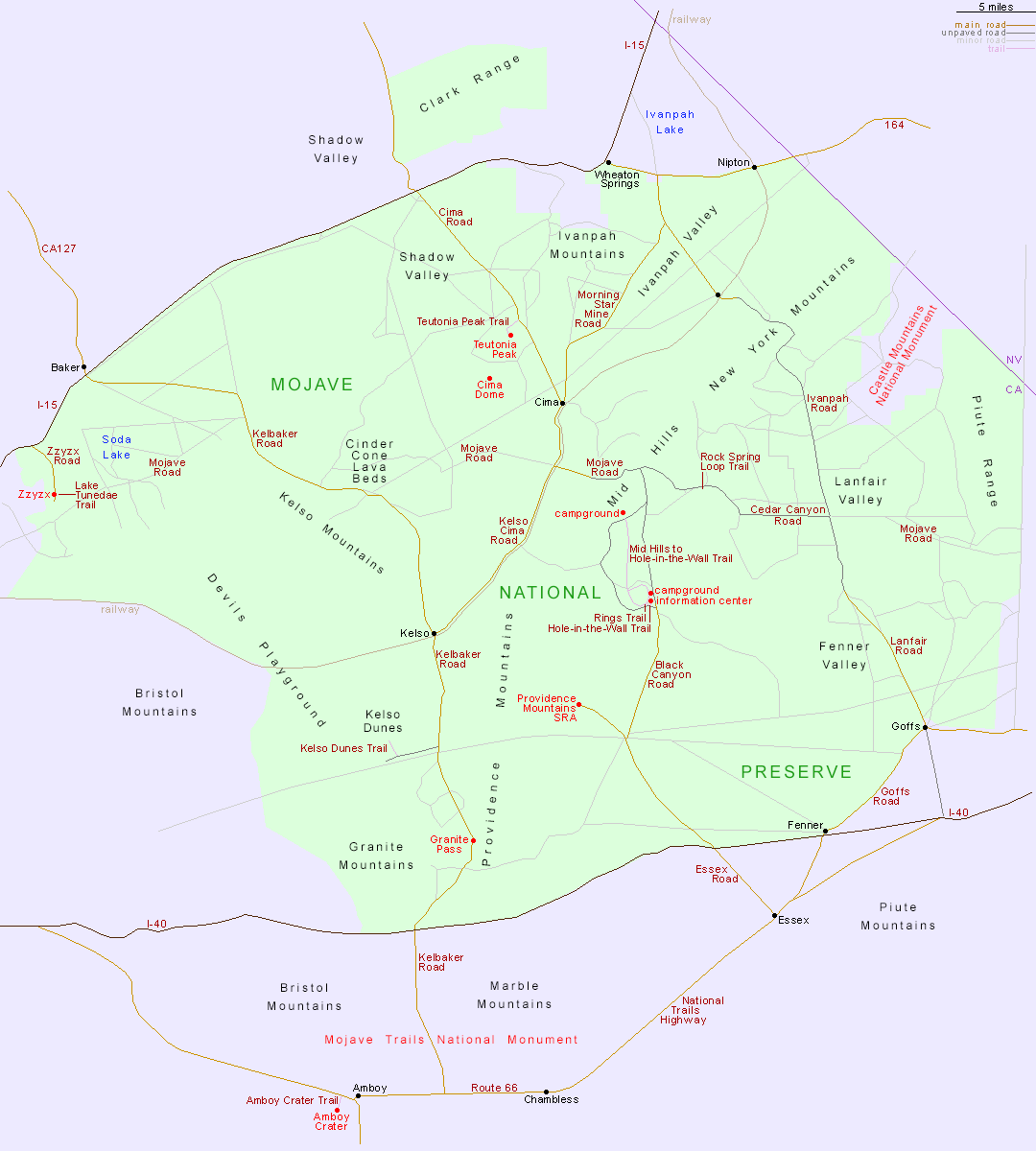 Map of Mojave National Preserve