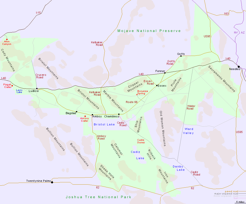 Map of Mojave Trails National Monument