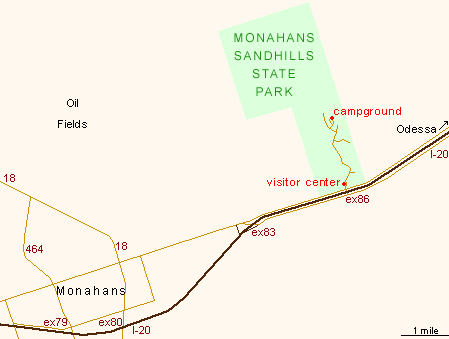 Map of Monahans Sandhills State Park
