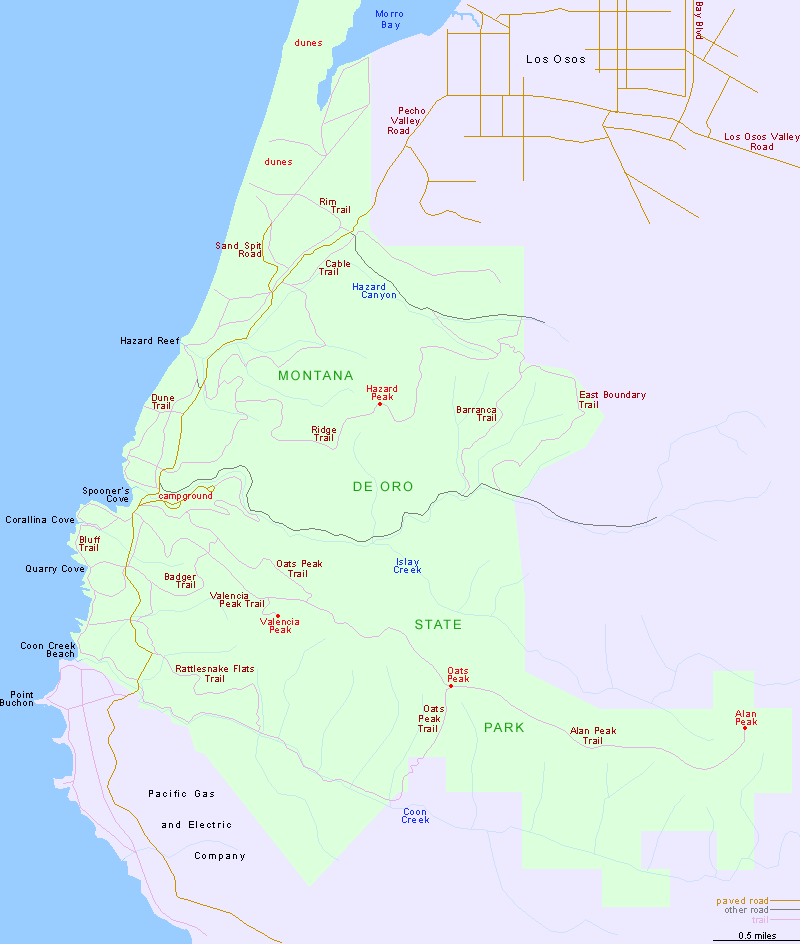 Map of Montaña de Oro State Park Map