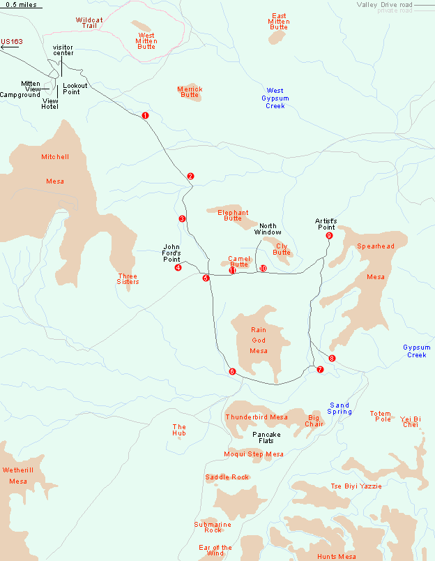 Map of the Valley Drive, Monument Valley Navajo Tribal Park, Arizona