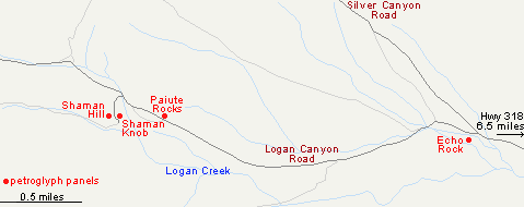 Map of the Mount Irish Petroglyph Area