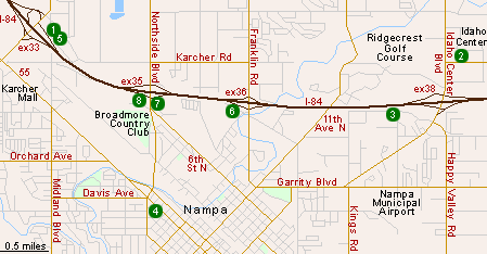 Map of Hotels in Nampa