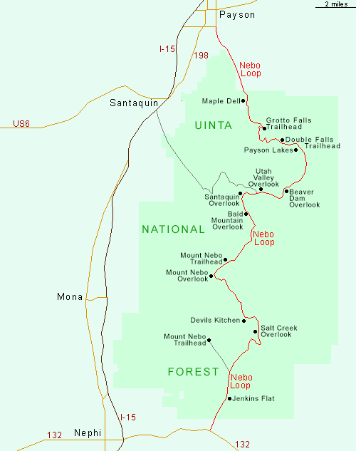Map of the Nebo Loop Scenic Byway