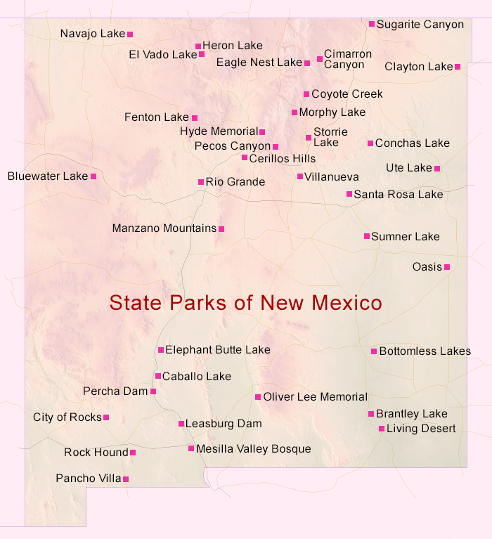 Map of state parks in New Mexico