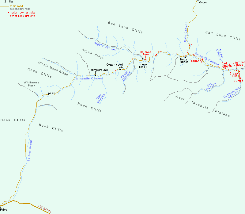Map of Nine Mile Canyon
