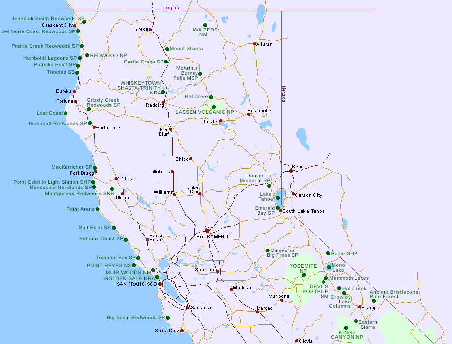 northern california map of cities Map Of California North northern california map of cities