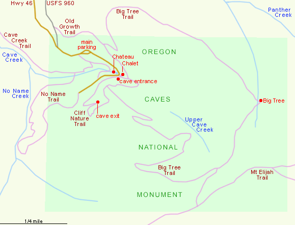 Map of Oregon Caves National Monument and Preserve
