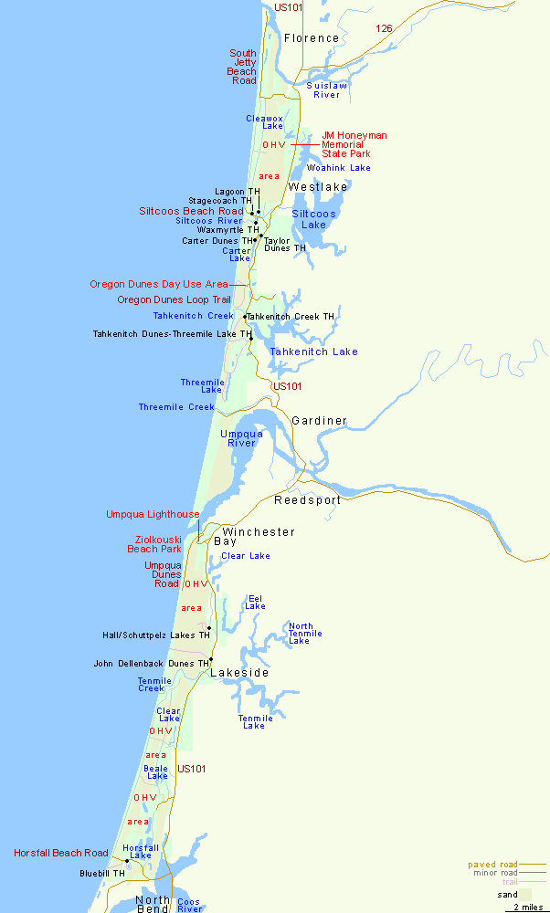 Map of Oregon Dunes National Recreation Area