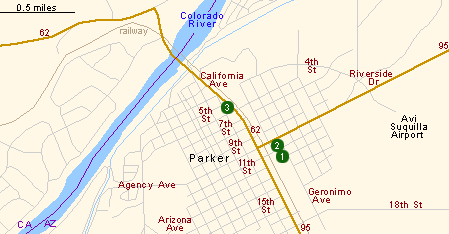 Map of Hotels in Parker