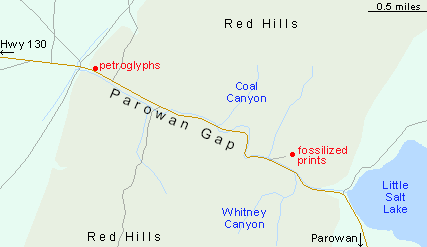 Map of Parowan Gap