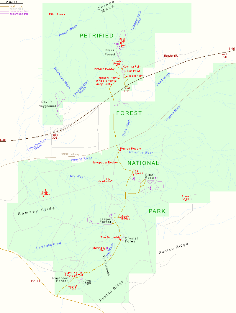 Map of Petrified Forest National Park