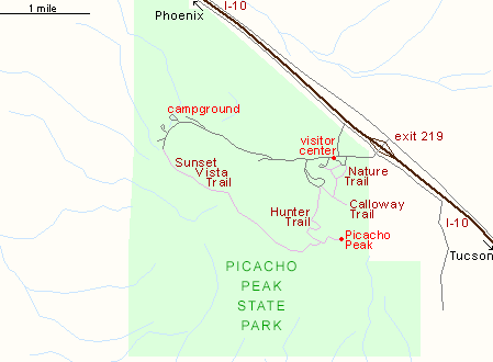 Map of Picacho Peak State Park