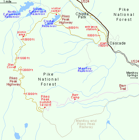 Pikes Peak Physical Map