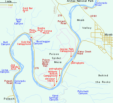 Map of Potash Road, Hwy 279