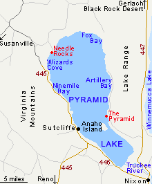 Mappa di Pyramid Lake