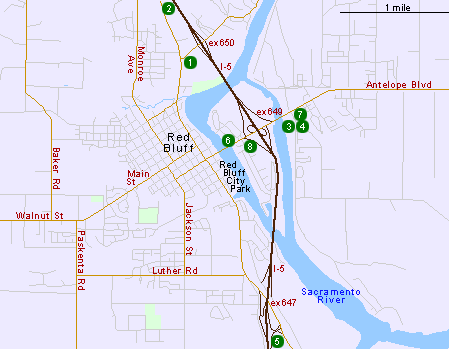 Map of Hotels in Red Bluff