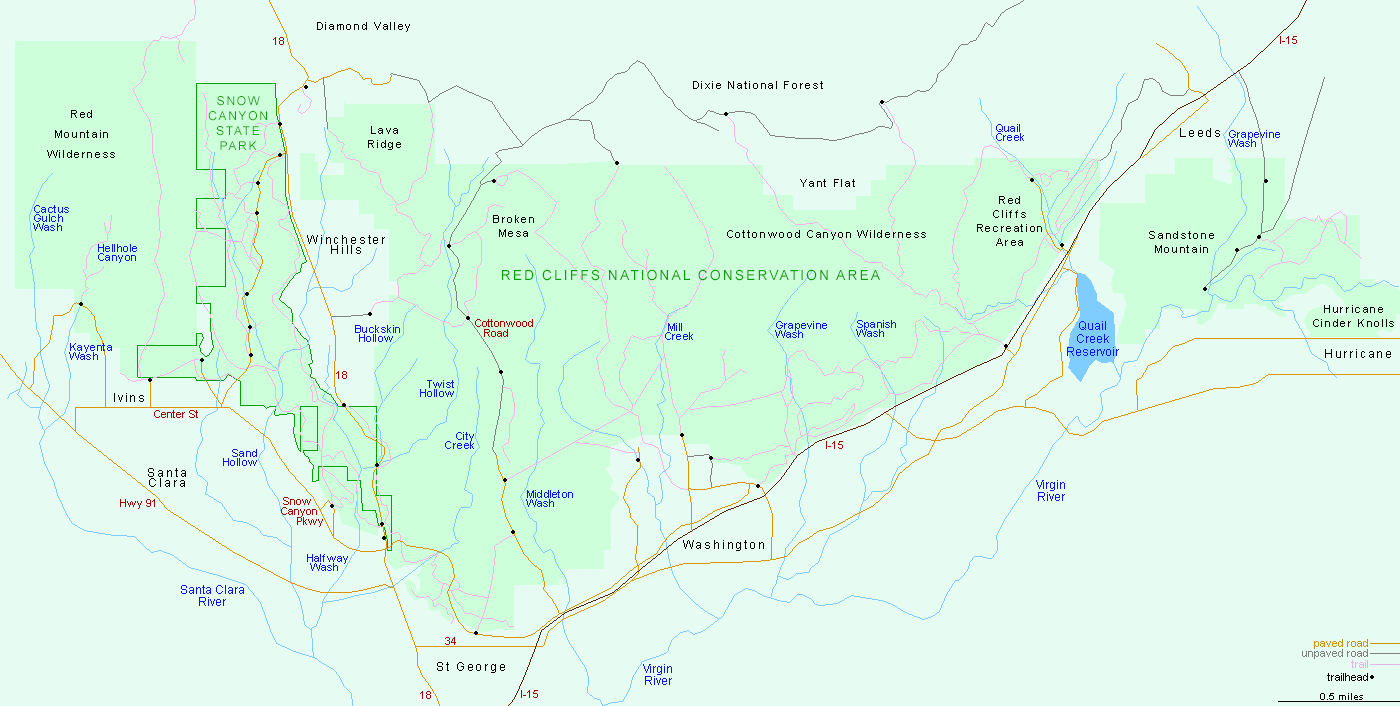 Map of Red Cliffs National Conservation Area