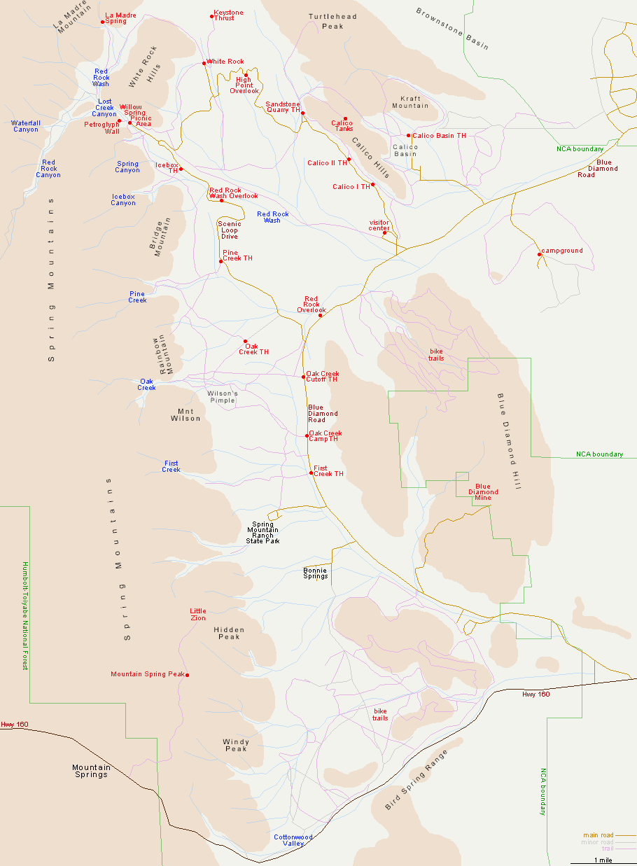 Map of Red Rock Canyon National Conservation Area