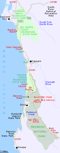 Map of Redwood National and State Parks