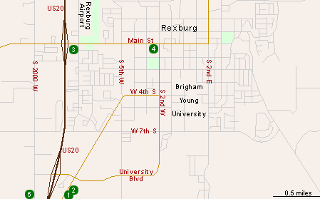 Map of Hotels in Rexburg