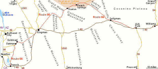 route 66 arizona map Route 66 Arizona Topock To Williams route 66 arizona map