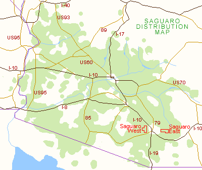 Saguaro cactus distribution Map