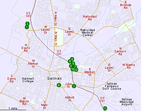 Map of Hotels in Salinas