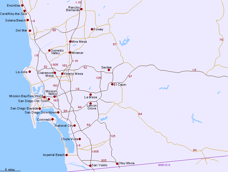 Map of Hotels around San Diego
