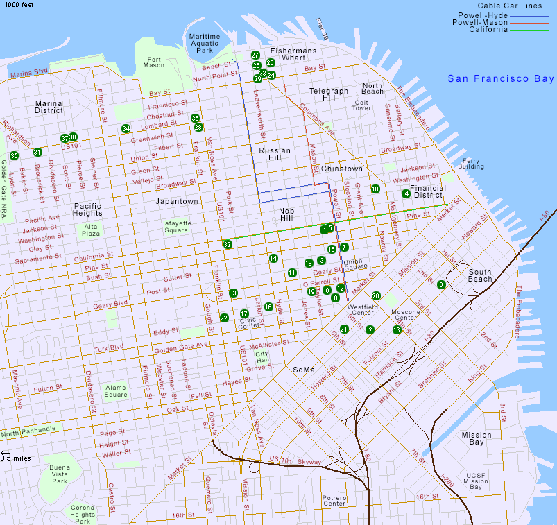 Map of Hotels in San Francisco, CA