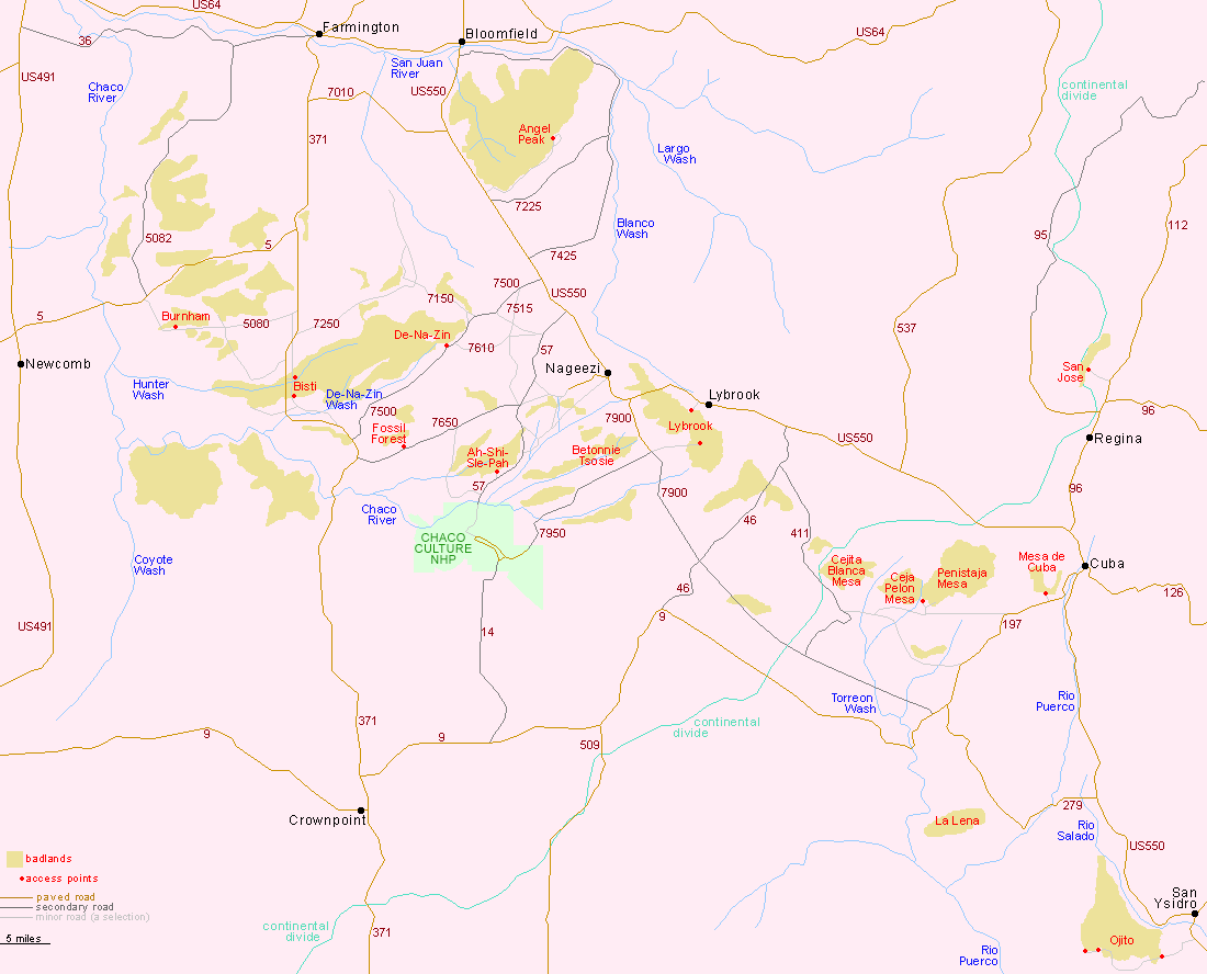 Map of the San Juan Basin Badlands, New Mexico