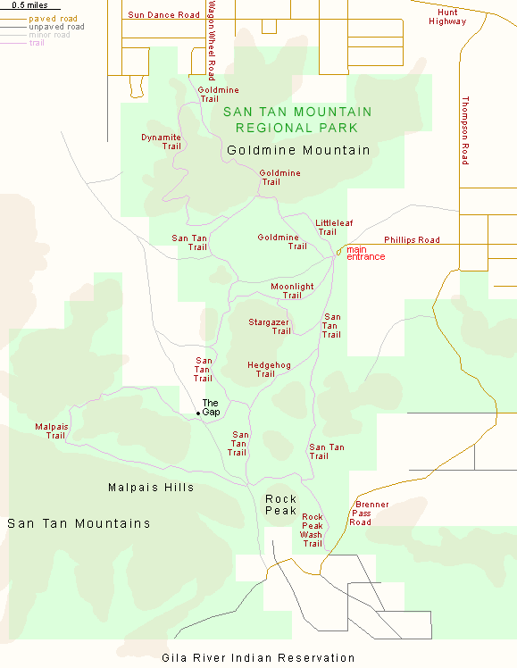 Map of San Tan Mountain Regional Park